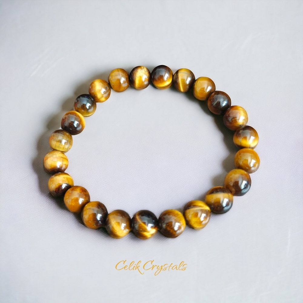 Tiger Eye Bracelet - 8mm Unisex - Picture 1 of 5